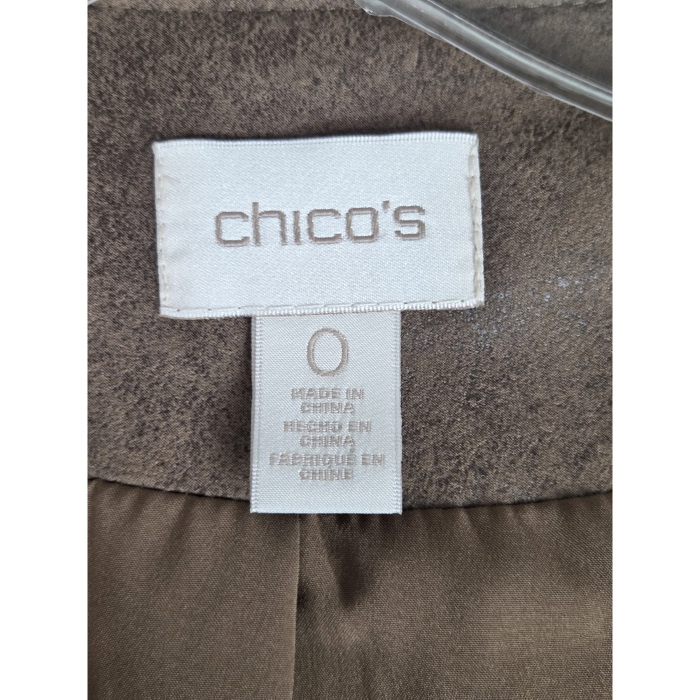 Chicos Faux Suede Fringe Jacket Brown Boho Festival Western Cowgirl Size 0 Sexy - Picture 3 of 6